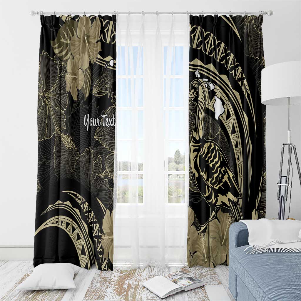 Personalised Hawaii Nene Goose Window Curtain Hawaiian Map Hibiscus Polynesian Art - Beige LT14 - Polynesian Pride