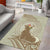 Personalised Hawaii Monk Seal Area Rug Polynesian Tattoo With Tropical Flowers - Beige Pastel