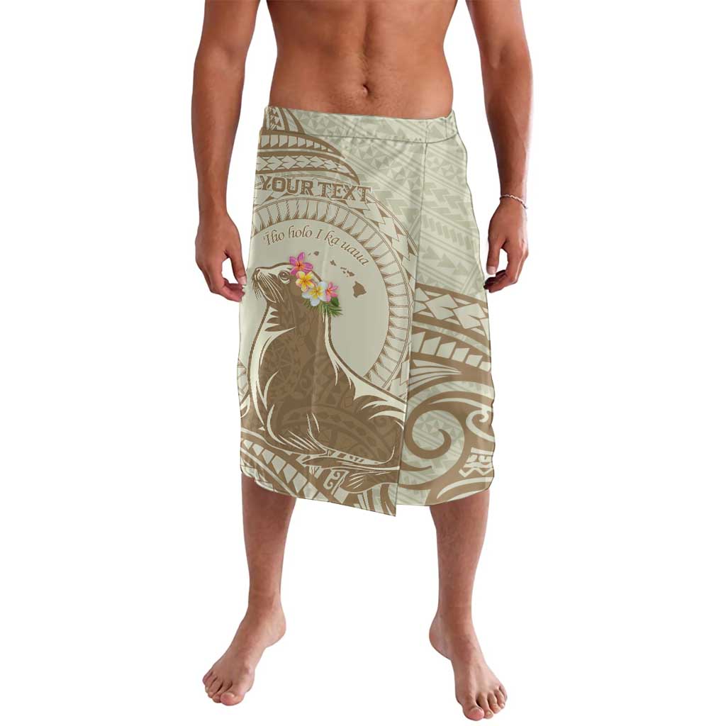 Personalised Hawaii Monk Seal Lavalava Polynesian Tattoo With Tropical Flowers - Beige Pastel LT14 Beige - Polynesian Pride