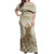 Personalised Hawaii Monk Seal Off Shoulder Maxi Dress Polynesian Tattoo With Tropical Flowers - Beige Pastel