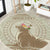 Personalised Hawaii Monk Seal Round Carpet Polynesian Tattoo With Tropical Flowers - Beige Pastel