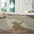 Personalised Hawaii Monk Seal Round Carpet Polynesian Tattoo With Tropical Flowers - Beige Pastel