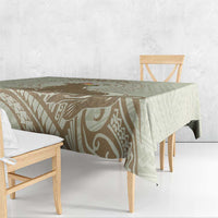 Personalised Hawaii Monk Seal Tablecloth Polynesian Tattoo With Tropical Flowers - Beige Pastel LT14 - Polynesian Pride