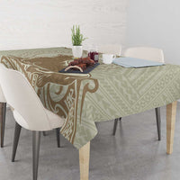 Personalised Hawaii Monk Seal Tablecloth Polynesian Tattoo With Tropical Flowers - Beige Pastel LT14 - Polynesian Pride