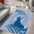 Personalised Hawaii Monk Seal Area Rug Polynesian Tattoo With Tropical Flowers - Blue Pastel