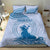 Personalised Hawaii Monk Seal Bedding Set Polynesian Tattoo With Tropical Flowers - Blue Pastel