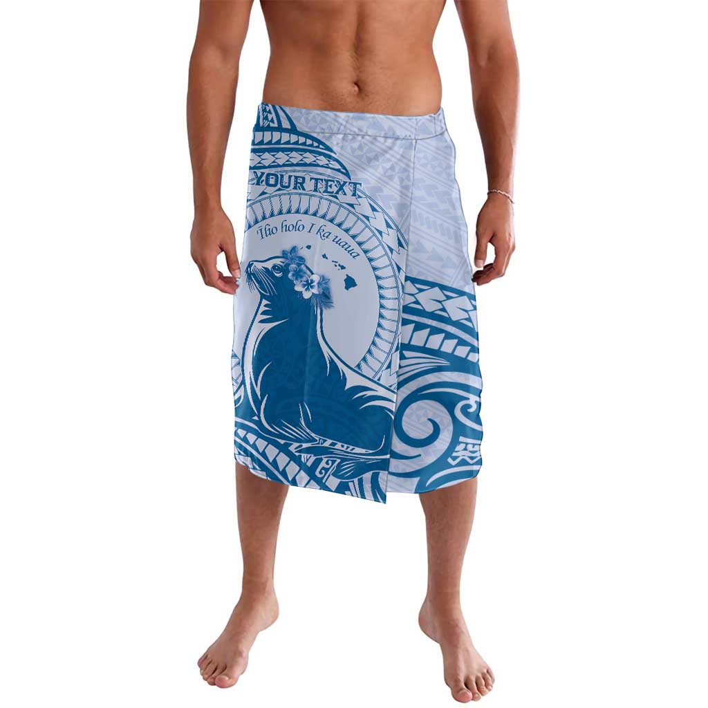 Personalised Hawaii Monk Seal Lavalava Polynesian Tattoo With Tropical Flowers - Blue Pastel LT14 Blue - Polynesian Pride