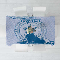 Personalised Hawaii Monk Seal Tablecloth Polynesian Tattoo With Tropical Flowers - Blue Pastel LT14 Blue - Polynesian Pride