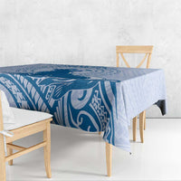 Personalised Hawaii Monk Seal Tablecloth Polynesian Tattoo With Tropical Flowers - Blue Pastel LT14 - Polynesian Pride
