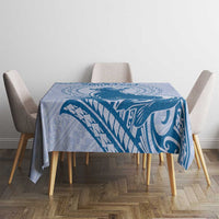 Personalised Hawaii Monk Seal Tablecloth Polynesian Tattoo With Tropical Flowers - Blue Pastel LT14 - Polynesian Pride