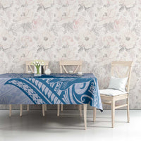 Personalised Hawaii Monk Seal Tablecloth Polynesian Tattoo With Tropical Flowers - Blue Pastel LT14 - Polynesian Pride