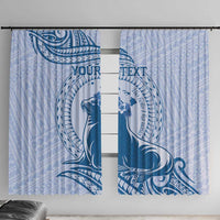 Personalised Hawaii Monk Seal Window Curtain Polynesian Tattoo With Tropical Flowers - Blue Pastel LT14 With Hooks Blue - Polynesian Pride