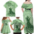 Personalised Hawaii Monk Seal Family Matching Off Shoulder Maxi Dress and Hawaiian Shirt Polynesian Tattoo With Tropical Flowers - Green Pastel