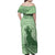 Personalised Hawaii Monk Seal Family Matching Off Shoulder Maxi Dress and Hawaiian Shirt Polynesian Tattoo With Tropical Flowers - Green Pastel