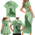 Personalised Hawaii Monk Seal Family Matching Short Sleeve Bodycon Dress and Hawaiian Shirt Polynesian Tattoo With Tropical Flowers - Green Pastel