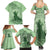 Personalised Hawaii Monk Seal Family Matching Summer Maxi Dress and Hawaiian Shirt Polynesian Tattoo With Tropical Flowers - Green Pastel