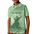 Personalised Hawaii Monk Seal Kid Polo Shirt Polynesian Tattoo With Tropical Flowers - Green Pastel