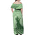 Personalised Hawaii Monk Seal Off Shoulder Maxi Dress Polynesian Tattoo With Tropical Flowers - Green Pastel