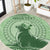 Personalised Hawaii Monk Seal Round Carpet Polynesian Tattoo With Tropical Flowers - Green Pastel