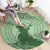 Personalised Hawaii Monk Seal Round Carpet Polynesian Tattoo With Tropical Flowers - Green Pastel