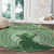 Personalised Hawaii Monk Seal Round Carpet Polynesian Tattoo With Tropical Flowers - Green Pastel