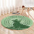 Personalised Hawaii Monk Seal Round Carpet Polynesian Tattoo With Tropical Flowers - Green Pastel