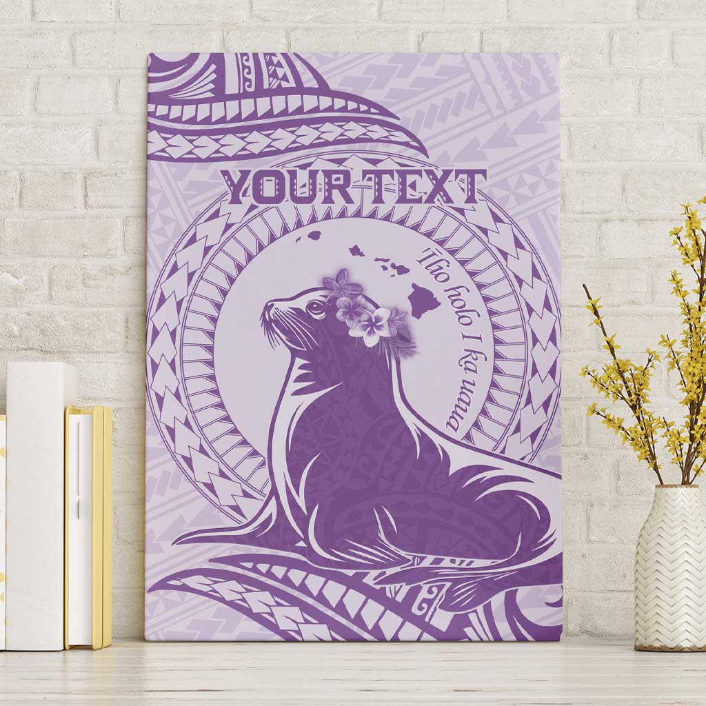 Personalised Hawaii Monk Seal Canvas Wall Art Polynesian Tattoo With Tropical Flowers - Purple Pastel LT14 Without Frame Purple - Polynesian Pride