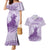 Personalised Hawaii Monk Seal Couples Matching Mermaid Dress and Hawaiian Shirt Polynesian Tattoo With Tropical Flowers - Purple Pastel