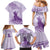 Personalised Hawaii Monk Seal Family Matching Mermaid Dress and Hawaiian Shirt Polynesian Tattoo With Tropical Flowers - Purple Pastel