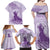 Personalised Hawaii Monk Seal Family Matching Off Shoulder Maxi Dress and Hawaiian Shirt Polynesian Tattoo With Tropical Flowers - Purple Pastel