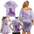 Personalised Hawaii Monk Seal Family Matching Off Shoulder Short Dress and Hawaiian Shirt Polynesian Tattoo With Tropical Flowers - Purple Pastel