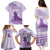 Personalised Hawaii Monk Seal Family Matching Puletasi and Hawaiian Shirt Polynesian Tattoo With Tropical Flowers - Purple Pastel