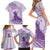 Personalised Hawaii Monk Seal Family Matching Short Sleeve Bodycon Dress and Hawaiian Shirt Polynesian Tattoo With Tropical Flowers - Purple Pastel