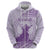 Personalised Hawaii Monk Seal Hoodie Polynesian Tattoo With Tropical Flowers - Purple Pastel