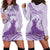 Personalised Hawaii Monk Seal Hoodie Dress Polynesian Tattoo With Tropical Flowers - Purple Pastel