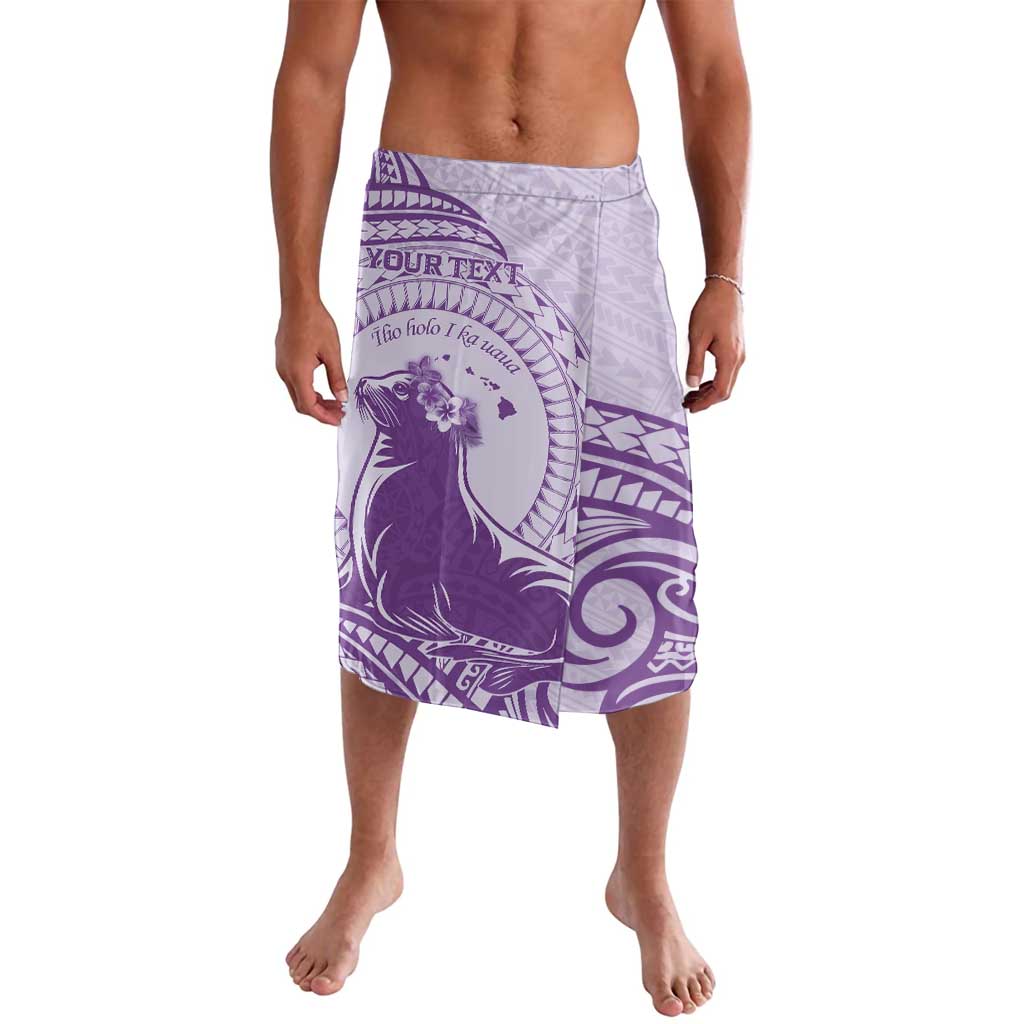 Personalised Hawaii Monk Seal Lavalava Polynesian Tattoo With Tropical Flowers - Purple Pastel LT14 Purple - Polynesian Pride