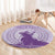 Personalised Hawaii Monk Seal Round Carpet Polynesian Tattoo With Tropical Flowers - Purple Pastel