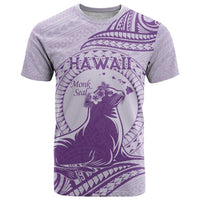Personalised Hawaii Monk Seal T Shirt Polynesian Tattoo With Tropical Flowers - Purple Pastel LT14 Purple - Polynesian Pride