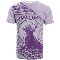 Personalised Hawaii Monk Seal T Shirt Polynesian Tattoo With Tropical Flowers - Purple Pastel LT14 - Polynesian Pride