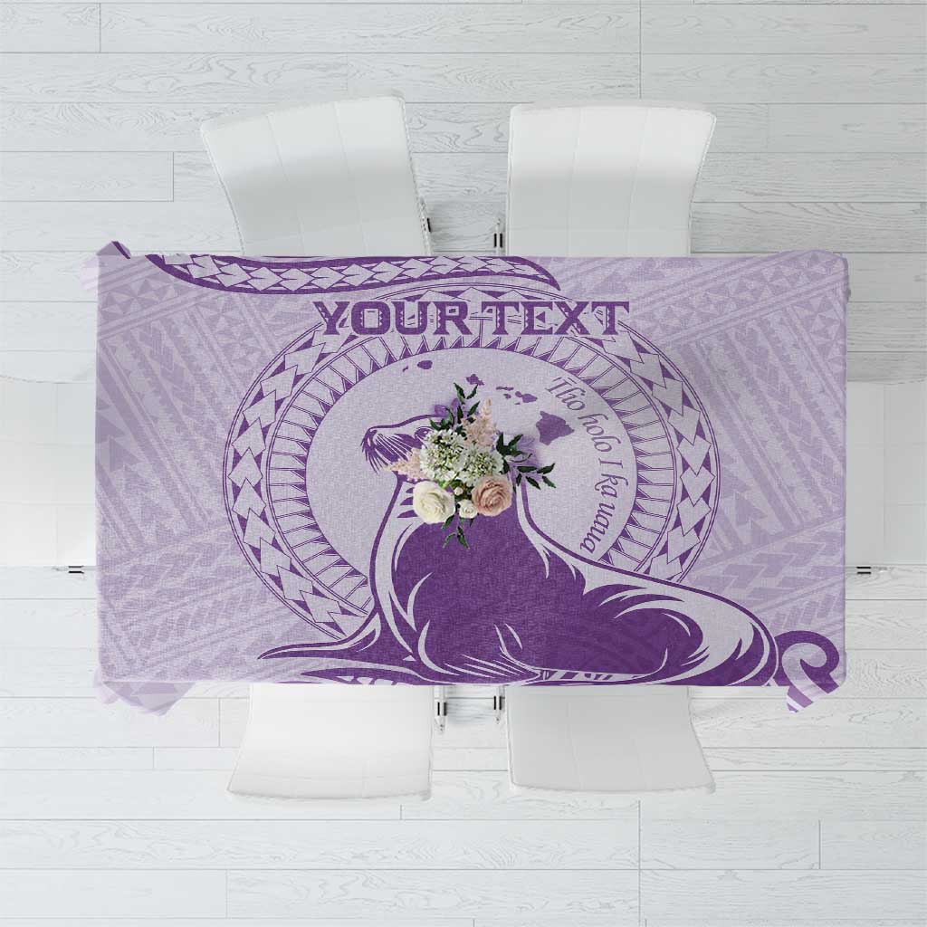 Personalised Hawaii Monk Seal Tablecloth Polynesian Tattoo With Tropical Flowers - Purple Pastel LT14 Purple - Polynesian Pride