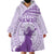 Personalised Hawaii Monk Seal Wearable Blanket Hoodie Polynesian Tattoo With Tropical Flowers - Purple Pastel