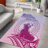 Personalised Hawaii Monk Seal Area Rug Polynesian Tattoo With Tropical Flowers - Purple Gradient LT14 - Polynesian Pride