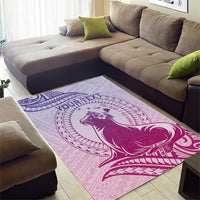 Personalised Hawaii Monk Seal Area Rug Polynesian Tattoo With Tropical Flowers - Purple Gradient LT14 - Polynesian Pride