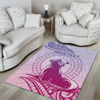Personalised Hawaii Monk Seal Area Rug Polynesian Tattoo With Tropical Flowers - Purple Gradient LT14 - Polynesian Pride