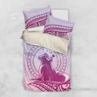 Personalised Hawaii Monk Seal Bedding Set Polynesian Tattoo With Tropical Flowers - Purple Gradient LT14 US Twin 172cm x 218cm Purple - Polynesian Pride
