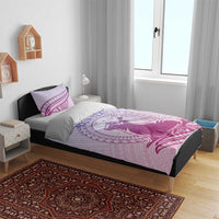 Personalised Hawaii Monk Seal Bedding Set Polynesian Tattoo With Tropical Flowers - Purple Gradient LT14 - Polynesian Pride