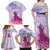 Personalised Hawaii Monk Seal Family Matching Off Shoulder Maxi Dress and Hawaiian Shirt Polynesian Tattoo With Tropical Flowers - Purple Gradient