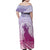 Personalised Hawaii Monk Seal Family Matching Off Shoulder Maxi Dress and Hawaiian Shirt Polynesian Tattoo With Tropical Flowers - Purple Gradient