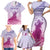 Personalised Hawaii Monk Seal Family Matching Short Sleeve Bodycon Dress and Hawaiian Shirt Polynesian Tattoo With Tropical Flowers - Purple Gradient