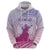 Personalised Hawaii Monk Seal Hoodie Polynesian Tattoo With Tropical Flowers - Purple Gradient